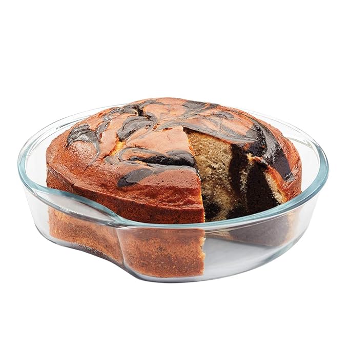 Borosil Round Glass Baking Dish | 1.5 Litres | Microwave Safe & Oven Safe | Transparent | 1 Piece of Round Baking Dish