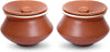 Kalakriti 600 ml Rustic Brown Ceramic Handi with Lid, Small Biryani Donga Set of 2