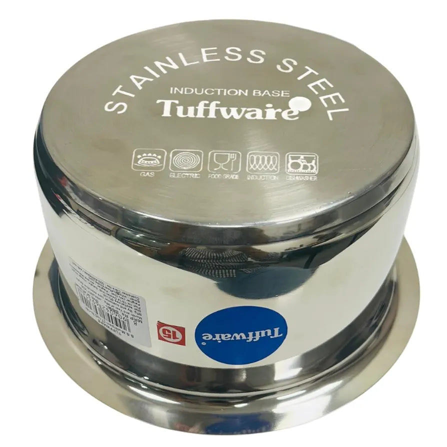 Tuffwaire Stainless Steel Round Induction Bottom Cooking Tope | Food-Grade Stainless Steel | 16cm Dia | 18G |1.5mm Thickness | 1.8 Litre Capacity | Rust-Resistant & Long-Lasting