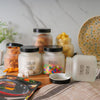 Femora Kitchen Storage Jars Frosted Glass Jar With Steel Lid Air Tight Jar | 700 Ml | Pack of 4 | Black Lid