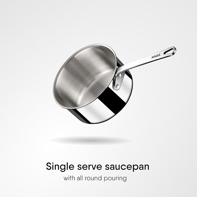 Stahl Artisan Triply Stainless Steel Mikro Saucepan | Mini Milk Pan | 1 Cup Tea/ Coffee Pan | 450 Ml | 10 Cm