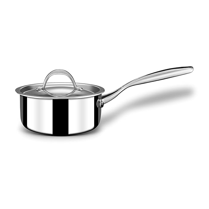 Stahl Stainless Steel Tea Pan | Triply Saucepan With Lid I Milk Pan 1.4 L | Gas & Induction Base | Artisan 4216 | Dia 16 Cm