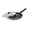 Cello Non-Stick Appam Patra 25 cm 12 Cavities Black Heavy-Duty Aluminium with Stainless Steel Lid