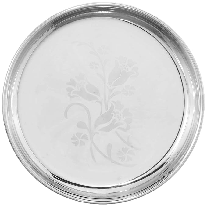 Neelam Stainless Steel 9 22G Lazer Etching Buffet Plate 20 cm - 25 gms