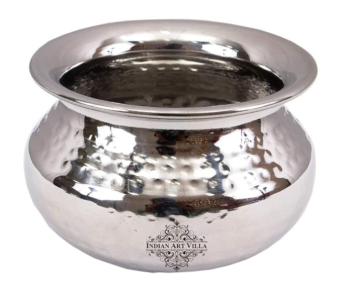 Indian Art Villa Indianartvilla Hammered Stainless Steel Punjabi Handi Bowl - 285 gms