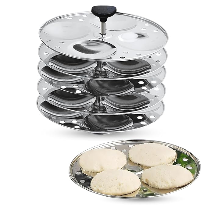 Vinod Classic Stainless Steel Idli Maker Cooker - 6 Deeper Plates | 24 Idlis