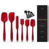Frenchware Set of 6 With Measuring Tablespoons, Red | Non-stick Premium Silicone Spatula for Cooking, Baking & Mixing | Dishwasher Safe
