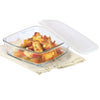 Borosil Square Glass Baking Dish With Lid Microwave Safe & Oven Safe | 500 Ml | Transparent