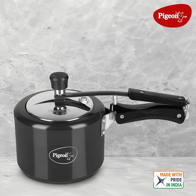 Pigeon by Stovekraft Titanium Induction Base Inner Lid Hard Anodised Aluminium Pressure Cooker Black