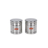 Sumeet Stainless Steel Circular Vertical Storage Container Set of 2 Pc 550 ml Each 9cm Silver
