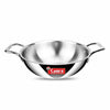 Camro Triply Artisian Kadhai 28 Cm 4.4 Liters kadhai Steel Stainless Kadhai for Deep Frying