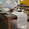 Oak & Lily Table Runner in Ivory & Beige Ikat Print 4 Seater & 6 Seater Dining and Center