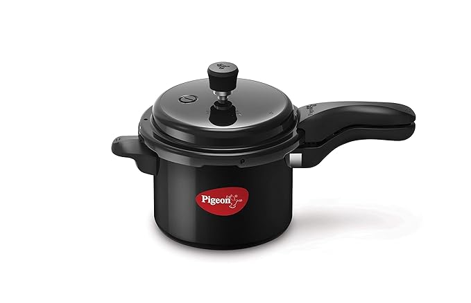 Pigeon by Stovekraft Titanium 3 Ltrs Outer Lid Pressure Cooker Black, Aluminium