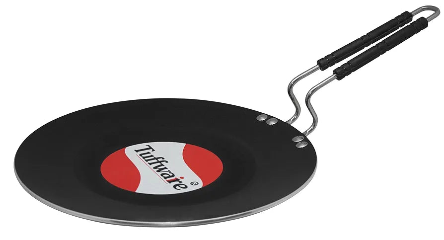 Tuffwaire Non Stick Flat Multi Tawa for Roti Chappati, Pratha, Dosa, Uthapam - 30 cm | 4mm Thick | 3 Layer Greblon Coating | Metal Spoon Friendly | Induction & Gas Base | 1 Year Warranty