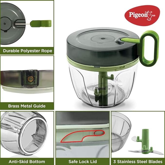 Pigeon Large Handy and Compact Chopper with 3 Blades for effortlessly Chopping Vegetables and Fruits