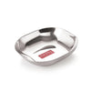 Hazel Steel Dessert Silver Plate Square Shaped Steel Plate for Snacks 450 ml Each Silver Colour