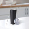 Anko On-The-Go Tumbler Set with Steel Straw, Brush & Lid | Double Wall Vacuum | 600 ML | Black