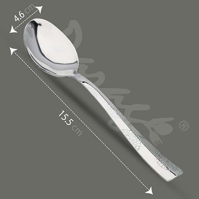 Parage 6 Pieces Stainless Steel Spoons 6 Dinner Spoons | 15.5 cm