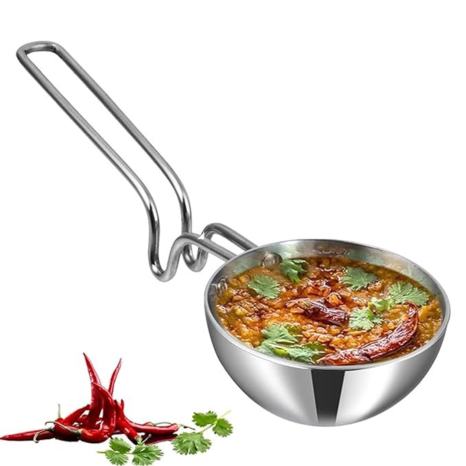 Vinod Platinum Triply Stainless Steel Tadka Pan Large - 300 ml, 11 cm | Balance Design Handle