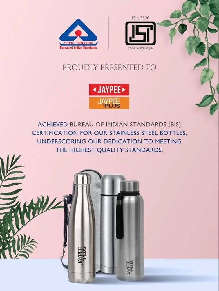 Jaypee Plus Vogue Stainless Steel Double Wall Thermosteel 650 ml Water Bottle ISI Certified Vaccum Insulated 24 hr Hot and Cold Water Bottle|Anti Skid Leakproof Bottle Office, Gym,Trekking,Matt