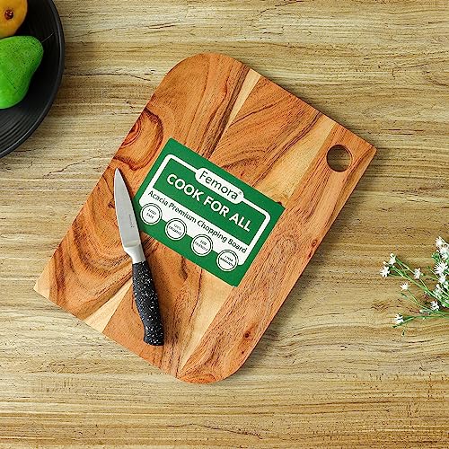 Femora Vegetable Acacia Wood Chopping Board Anti Bacterial Seasoned With Organic Mineral Oil Rectangular Shape | 34 X 24 Cm