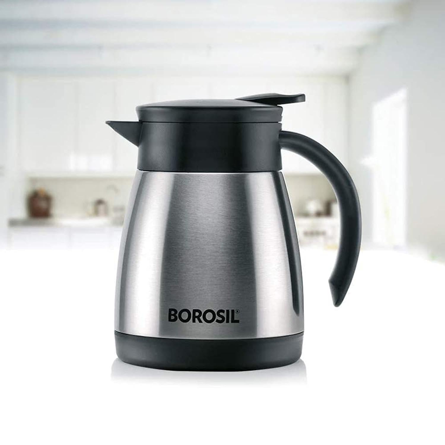 Borosil Stainless Steel 500ml Teapot with Handle | Double Wall Vacuum Insulated Thermosteel Carafe