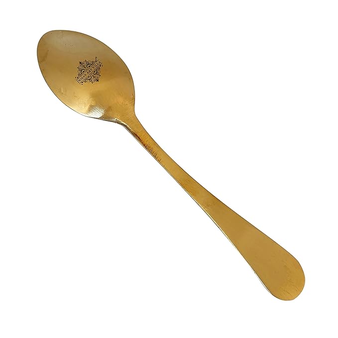 Indian Art Villa Pure Brass Spoon Set With Elegant Matt Finish - Length - 7.5 Inch