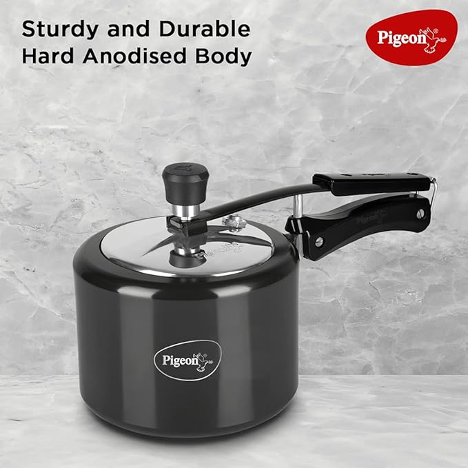 Pigeon by Stovekraft Titanium Induction Base Inner Lid Hard Anodised Aluminium Pressure Cooker Black