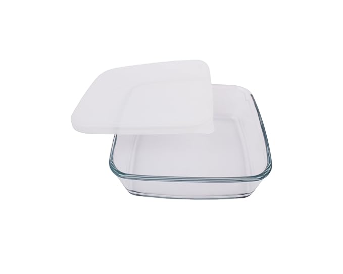 Borosil Square Glass Baking Dish With Lid | 800 Ml | Microwave Safe & Oven Safe | Clear