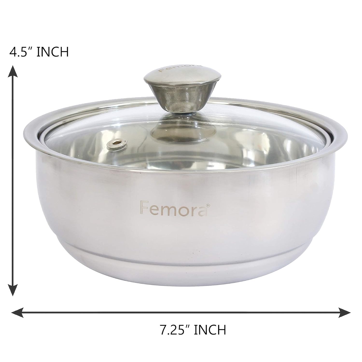 Femora Stainless Steel Double Wall Insulated Curry Server Curry Bowls | 500 Ml Silver | Small Serving Size