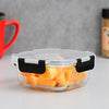 Femora Borosilicate Square Glass Container With Dectahable & Break Free Lid | Black Color | 300 Ml | Set of 2