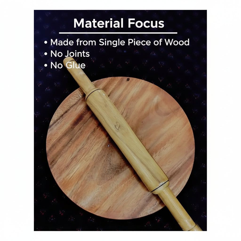 The Gifti Wooden Rolling Board Chakla for Roti Single Piece Solid Wood ...