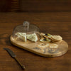 Ellementry Fleur D'Or Platter with Glass Cloche Wooden Serving Tray for Cakes Pastries