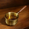 Ellementry Arra Brass Tea Pan 750ml with Wooden Handle Induction Sauce Pan Chai Milk Pot
