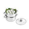 Cello Steelox Stainless Steel Induction Base Steamer with Glass Lid Dual Compartment