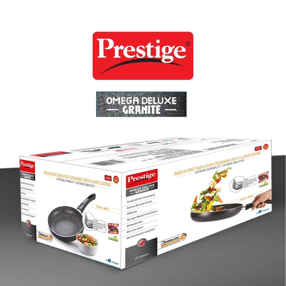 Prestige Omega Deluxe 24cm Granite Fry Pan with glass lid