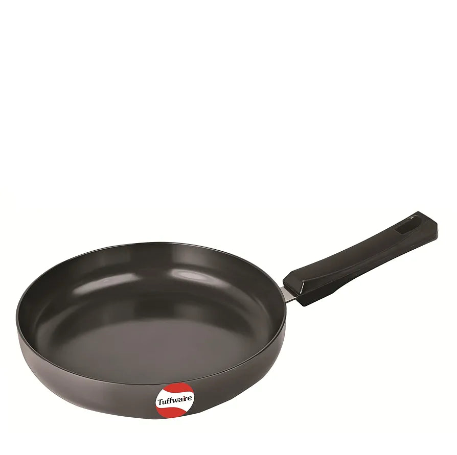 Tuffwaire Hard Anodised Deep Fry Pan with Stainless Steel Lid, Hard Anodised Non Stick Coating, Metal Spoon Friendly, Bakelite, Handle, 21 cm, 12 Months Warranty