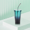 Anko Elegant Stainless Steel Insulated Sipper with Steel Straw | BPA Free | 520 ML | Ombre Blue