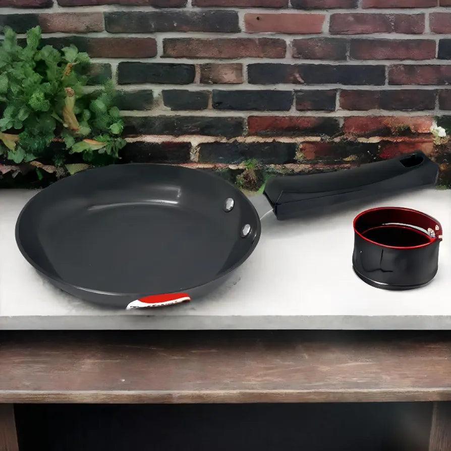 TUFFWARE Hard Anodised Frying Pan 11 Inch Diameter, Hard Anodised Non-Stick Coating Made with 100% Virgin Aluminum, Bakelite Riveted Handle - Black, 12 Months Warranty