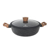 Westinghouse Low Casserole Dish 24 cm with Glass Lid 3-Layer Black Marble Coating & Forged Aluminium WCCC0085L24MBB