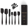 Frenchware Set of 6 + 5 Measuring Tablespoons, Black Colour | Non-stick Silicone Spatulas for Cooking & Baking | Dishwasher Safe