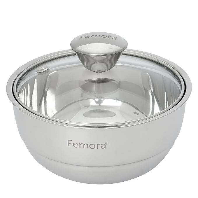 Femora Stainless Steel Solid Bowl | 500 Ml | Set of 3