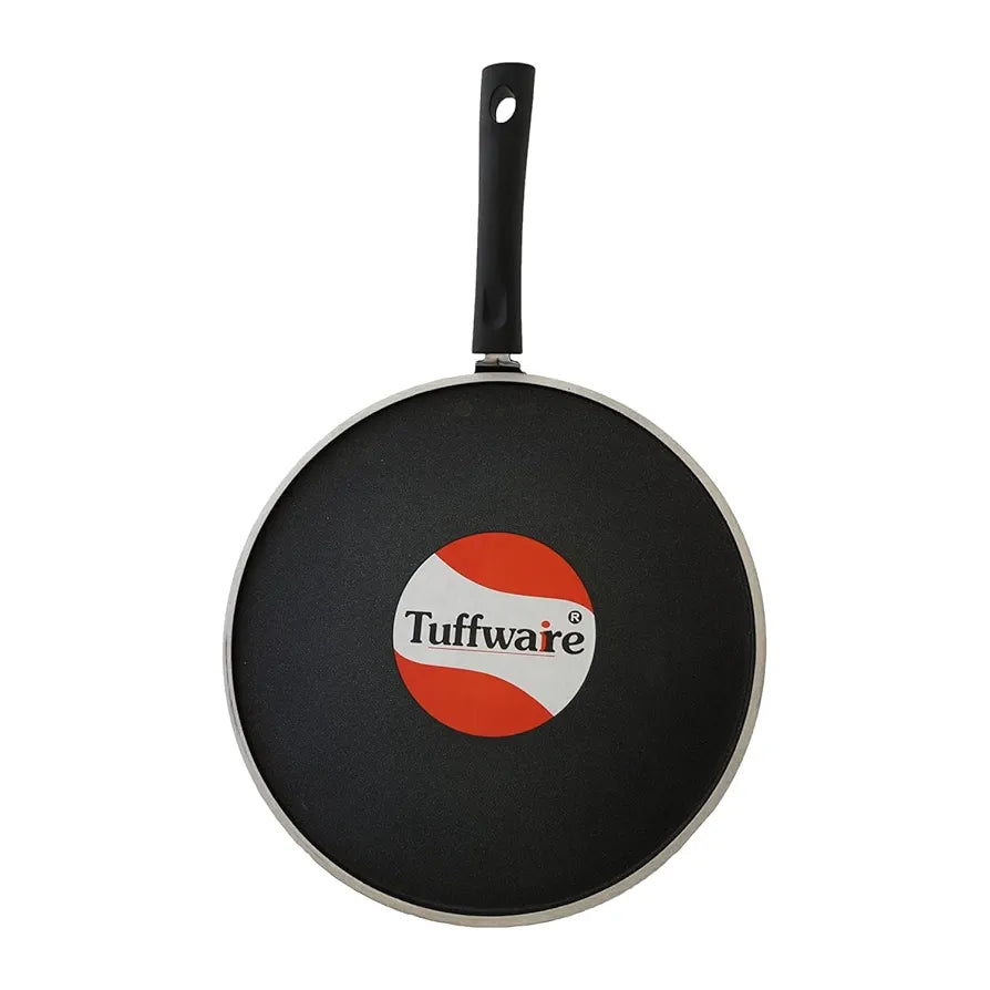 Tuffware Aluminium Non Stick Dosa Tawa - 28 cm | Flat Bottom Tawa | 5 mm Extra Thick | 3 Layer Non Stick Coating | Metal Spoon Friendly | Gas Base - 1 Year Warranty