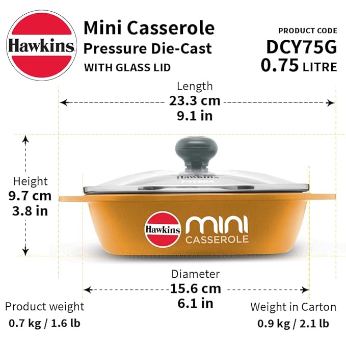 Hawkins 0.75 Litre Mini Casserole with Glass Lid