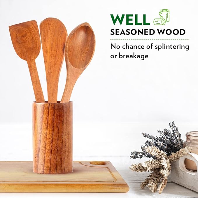 Borosil Organic Neem Wood Cooking Spoons | 100% Organic | for Cooking & Serving | Set of 3