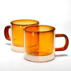 Anko Double Walled Borosilicate Glass Tea Cups Set of 2 | 330ml | Microwave & Dishwasher Safe | Grey