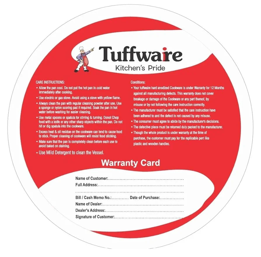 TUFFWARE Hard Anodised Langdi 3MM Thickness, Diameter 25cm | 2 Liters – Made with 100% Virgin Aluminium from Hindalco | Energy Efficient | Scratch-Resistant | 1 Unit | 1 Year Warranty
