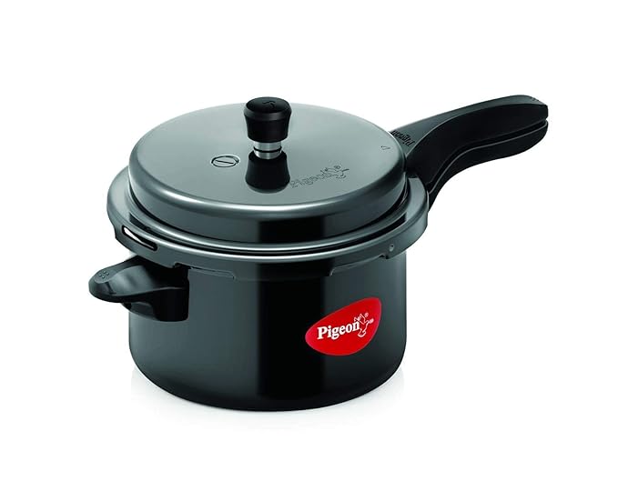 Pigeon by Stovekraft Titanium 3 Ltrs Outer Lid Pressure Cooker Black, Aluminium