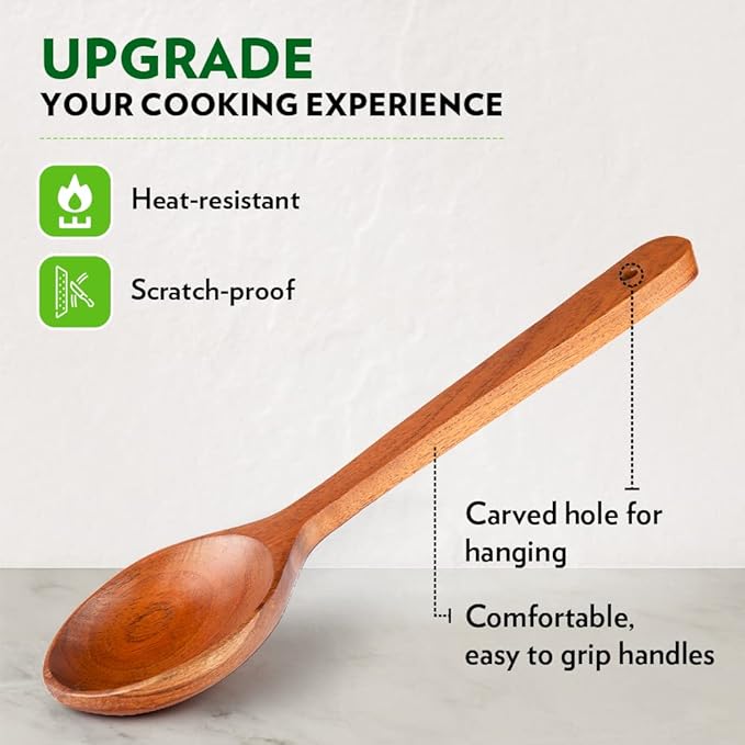 Borosil Organic Neem Wood Cooking Spoons | 100% Organic | for Cooking & Serving | Set of 3