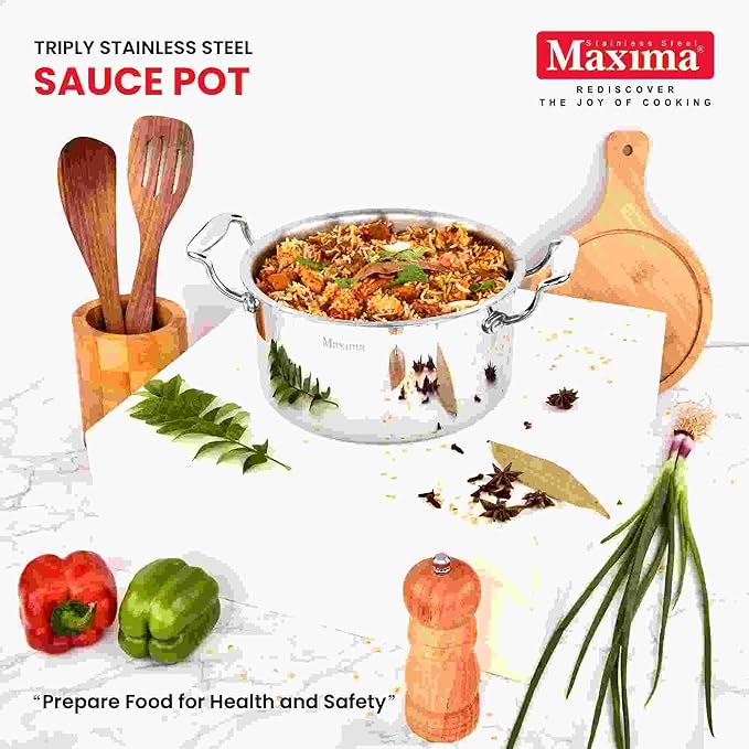 Maxima Triply Stainless Steel SaucePot 16cm 1.6L - 1100 gms